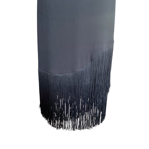 Trina Turk Alena Ink Blue Fringe Hem Sleeveless Cocktail Party Dress Size 8 - Picture 5 of 10